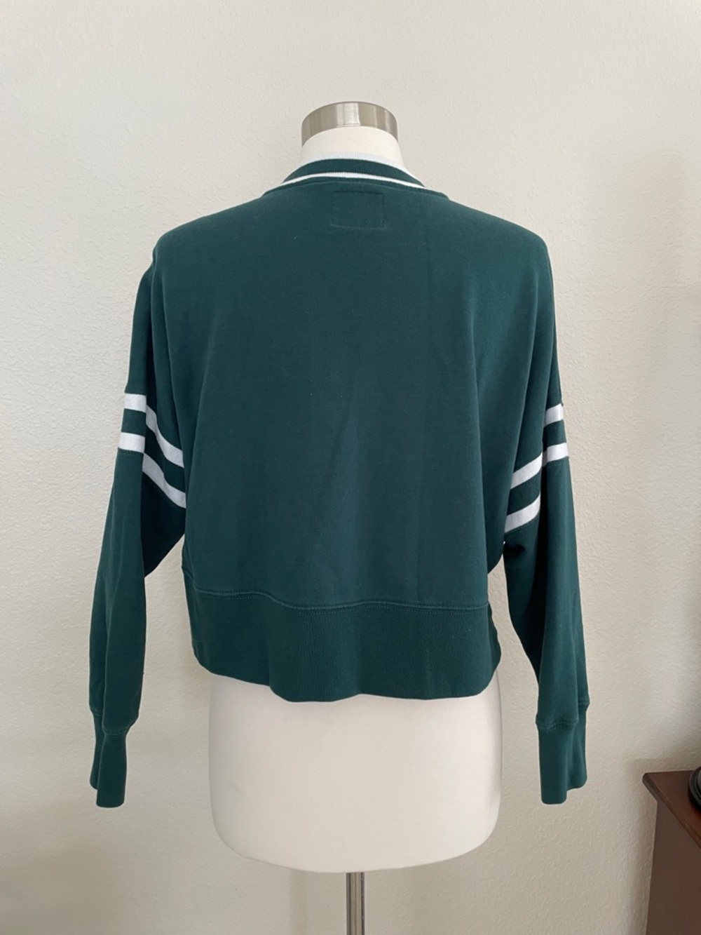 Abercrombie & Fitch Forest Green Sweatshirt with White Trim - Picture 5 of 7